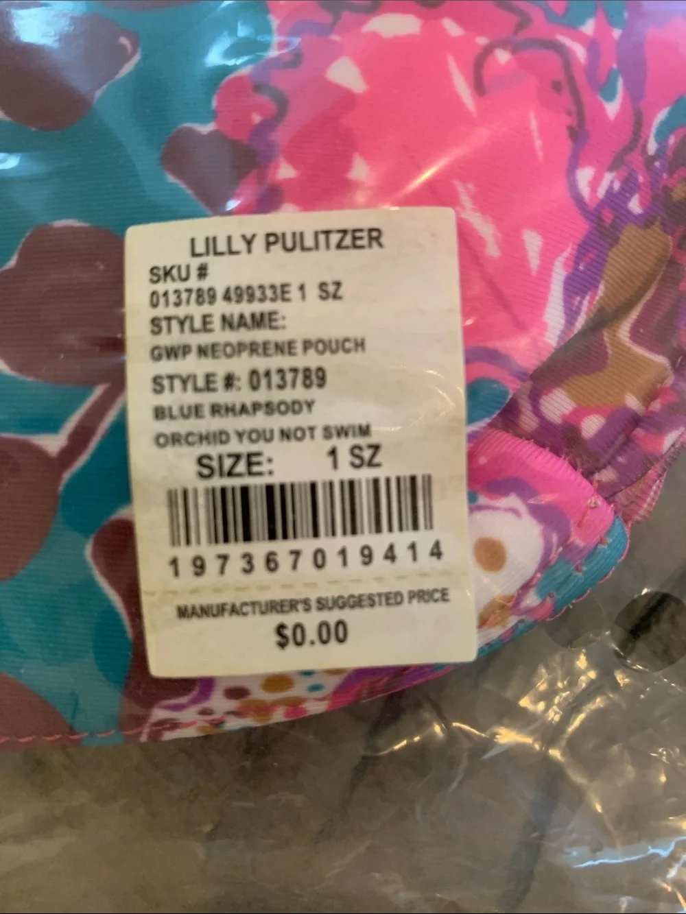 Lilly Pulitzer Teal & Hot Pink Floral Cosmetic Pouch
